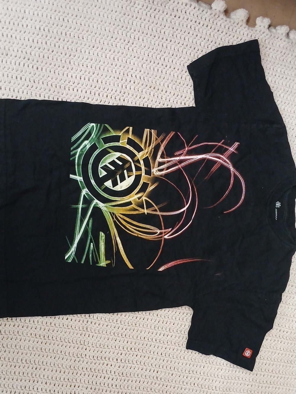 Element Men's Black Graphic Tee with Green, Yellow & Red Design